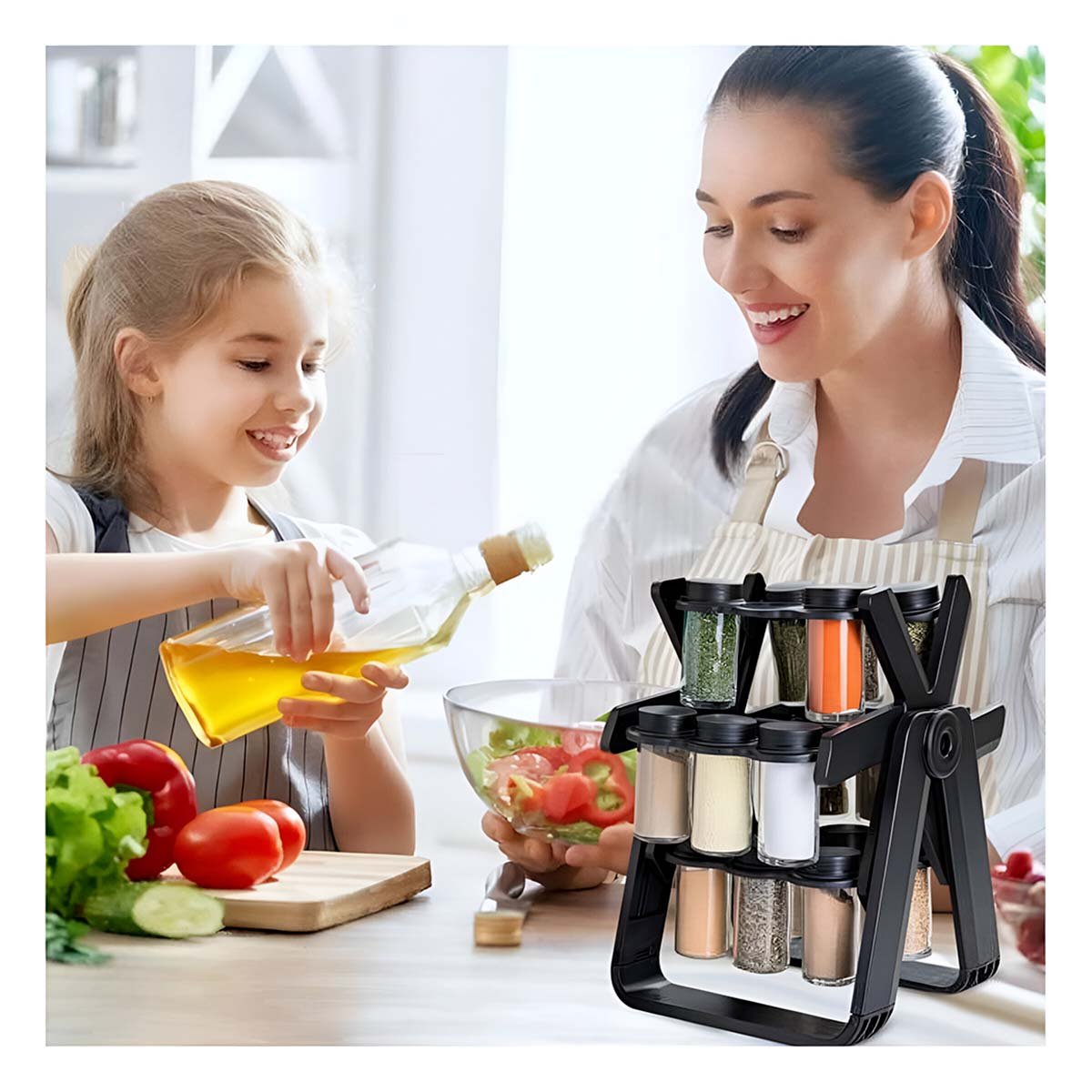 PACK6 SOPORTE GIRATORIO 360 NEGRO PARA CONDIMENTOS DE USO PRACTICO Y+REGALO STICKER - 5
