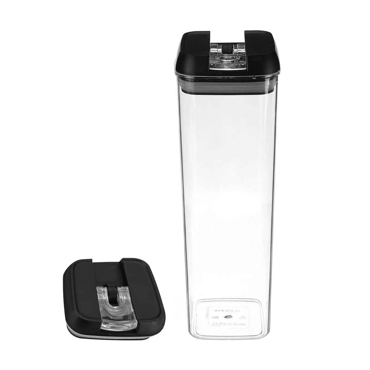 ENVASE ACRILICO PARA GRANOS Y CONDIMENTOS TAPA PALANCA NEGRO 1900ML Y+LIGAS REGALO - 3