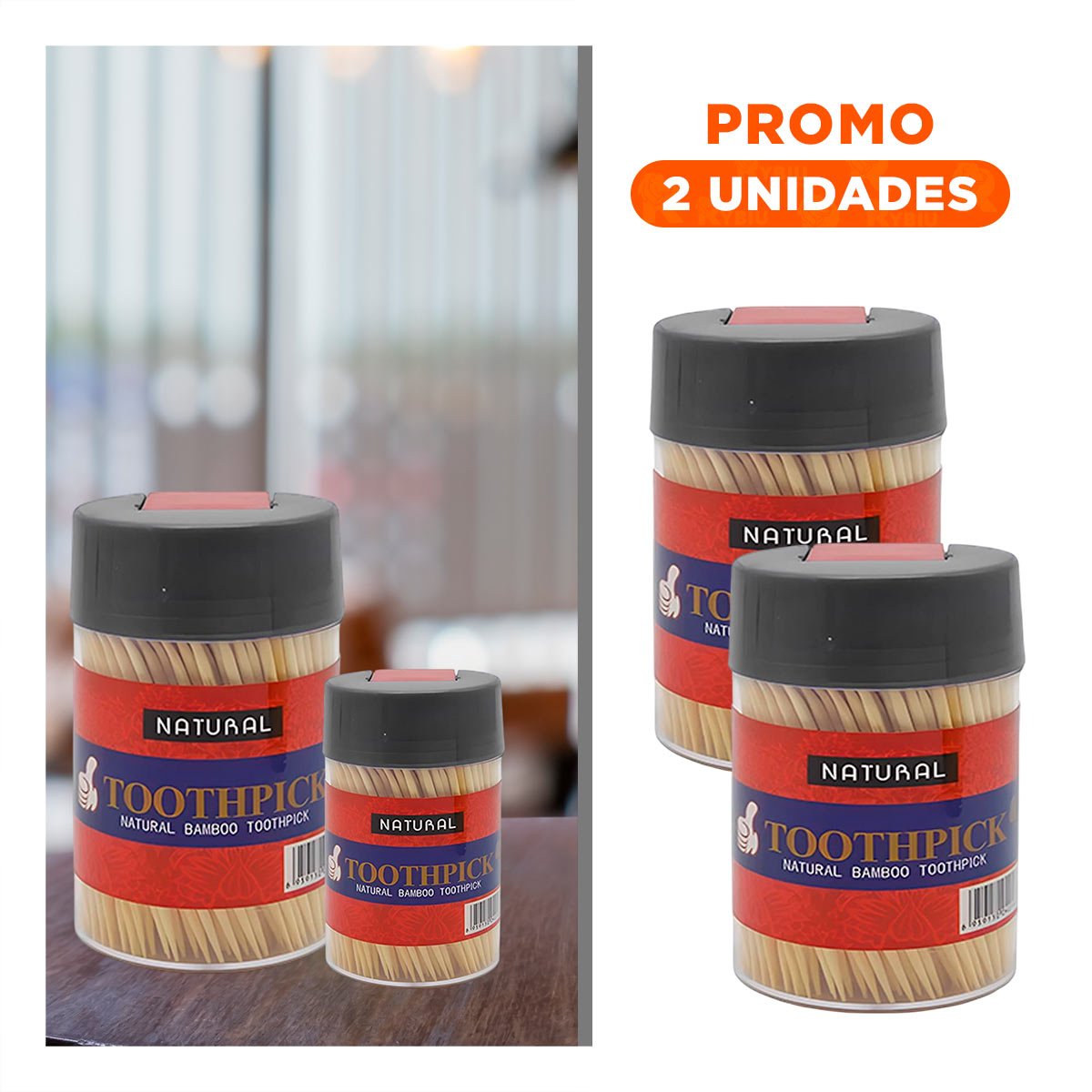 PACK2 FRASCOS DE MESA DE COLOR NEGRO SET DE 2 PARA PALITOS MONDADIENTES PRACTICOS - 1