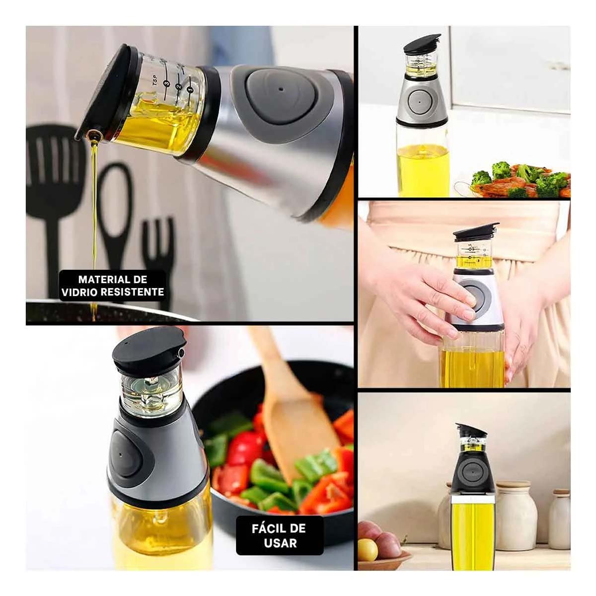 PACK4 CONTENEDOR VIDRIO CON MEDIDOR 500ML FACIL DE LLENAR Y MANTENER ORDEN Y+REGALO STICKER - 2