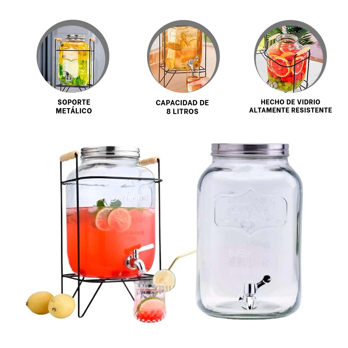 PACK2 SURTIDOR PARA LÍQUIDO 8L CON ESTRUCTURA METÁLICA NEGRA Y+REGALO STICKER - 2