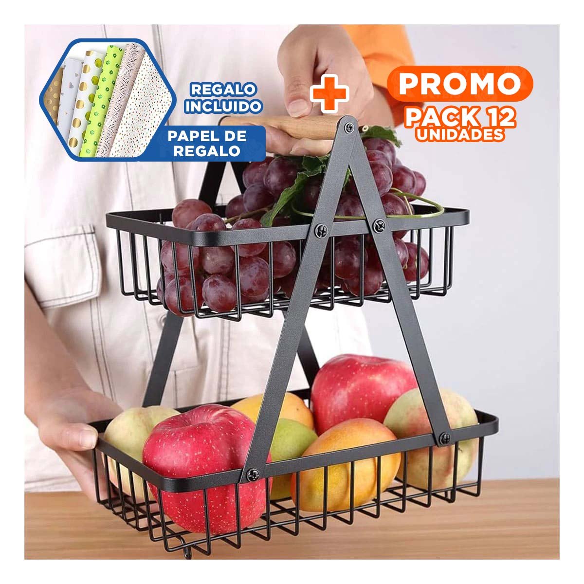 PACK12 ESTANTE COLOR NEGRO CON ESTRUCTURA TRIANGULAR DE ACERO INOXIDABLE Y+PAPEL REGALO - 1