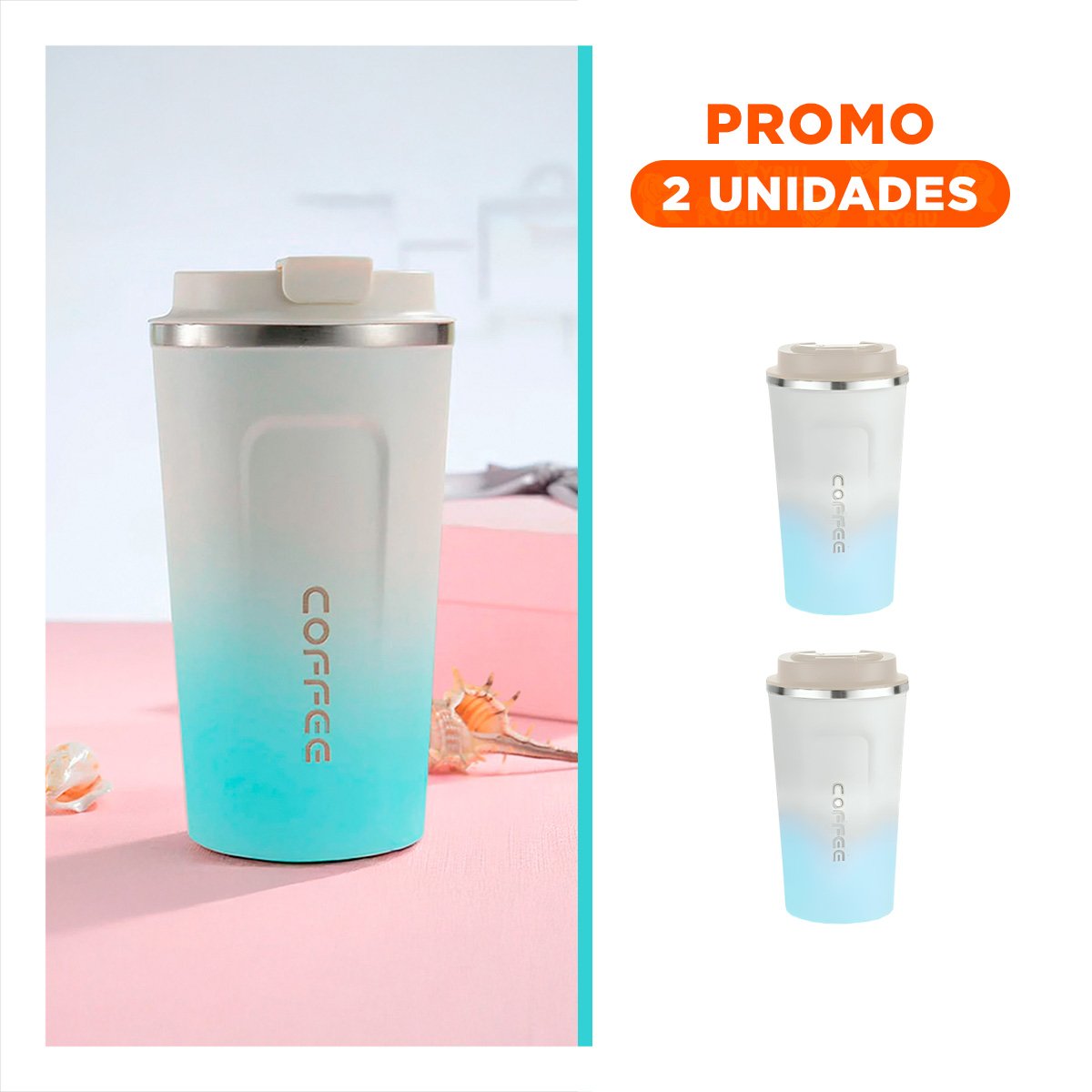 PACK2 DISPOSITIVO DIGITAL 510ML ROSADO CON BLANCO PORTÁTIL ELEGANTE - 1