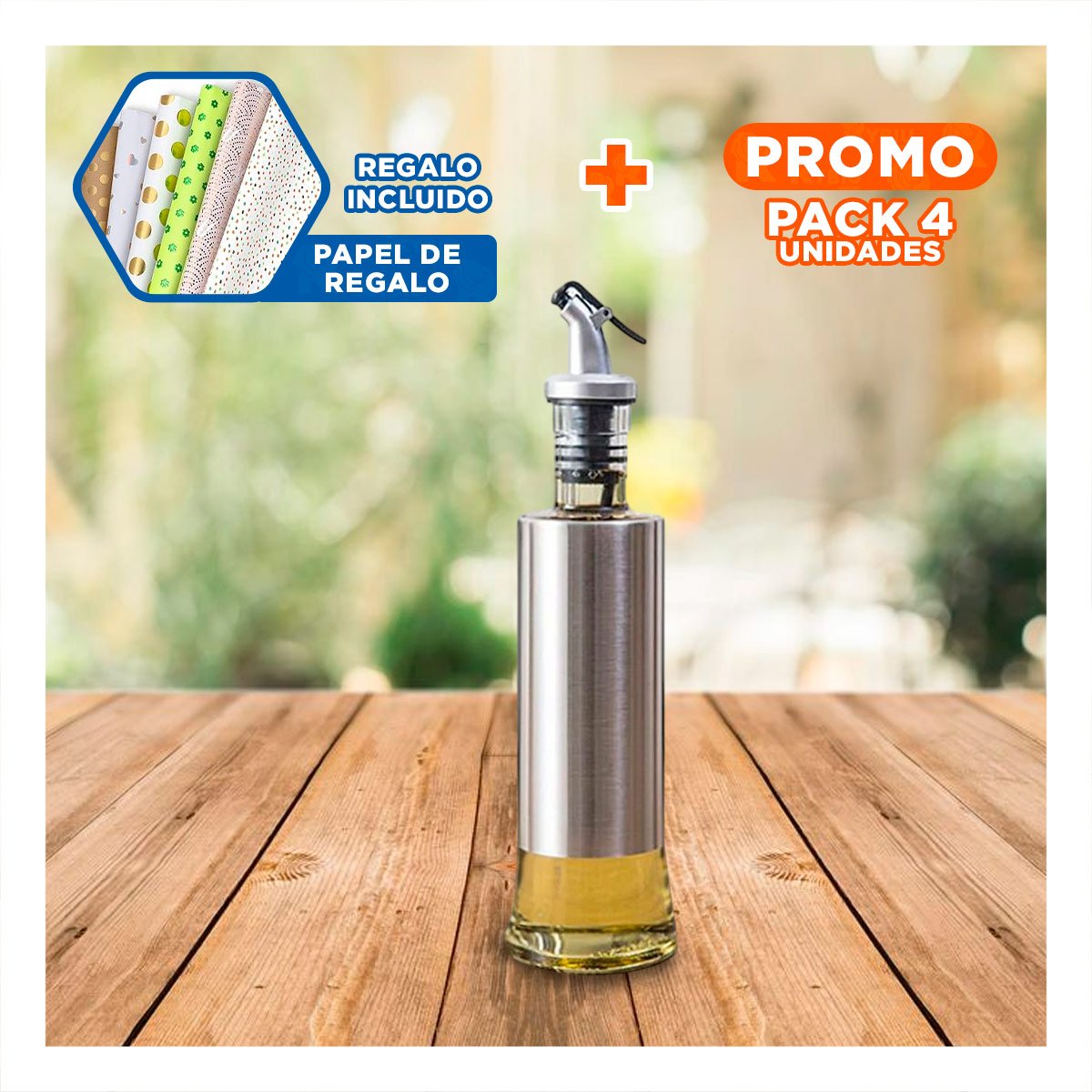 PACK4 CONTENEDOR VIDRIO TRANSPARENTE PICO DOSIFICADOR 300ML PRACTICO Y SEGURO Y+PAPEL REGALO - 1