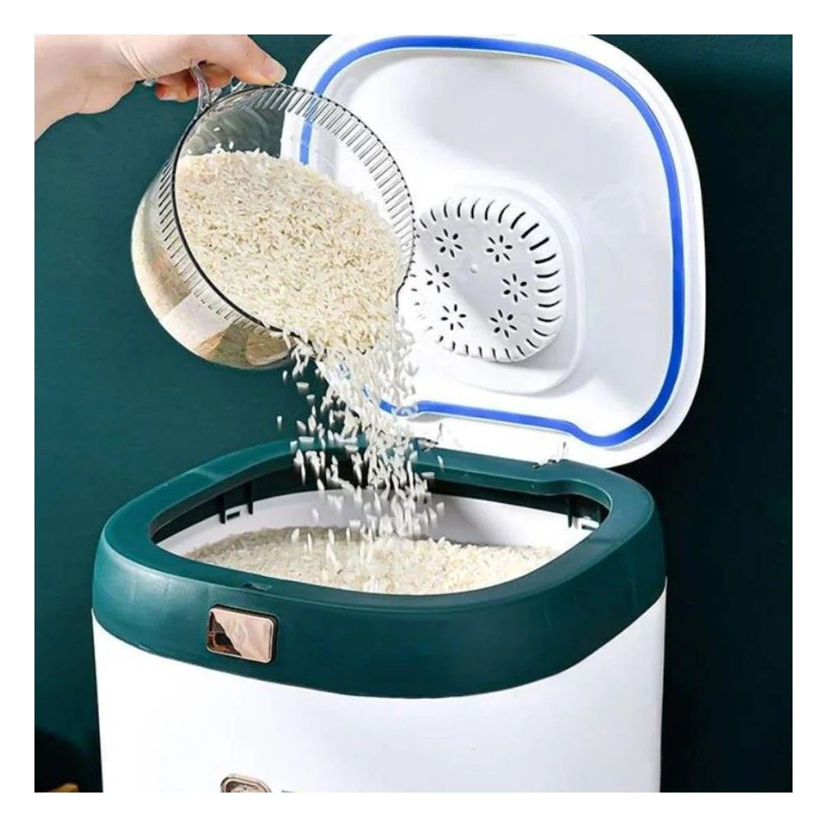 PACK6 RECIPIENTE FUNCIONAL VERDE DE COCINA PARA ARROZ Y CEREALES Y+REGALO STICKER - 5