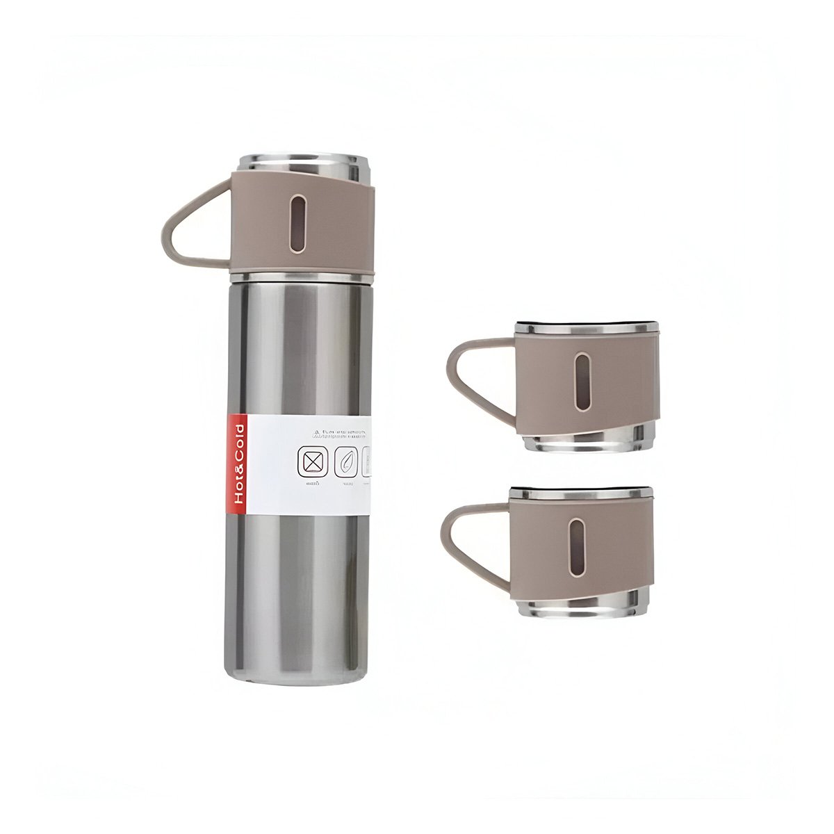 PACK2 FRASCO TERMICO DURADERO CON DOS TAZAS PARA HOGAR AZUL Y+REGALO STICKER - 2