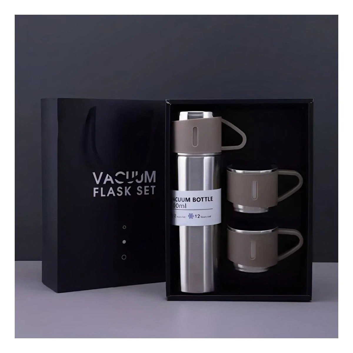 PACK2 FRASCO TERMICO DURADERO CON DOS TAZAS PARA HOGAR AZUL Y+REGALO STICKER - 3