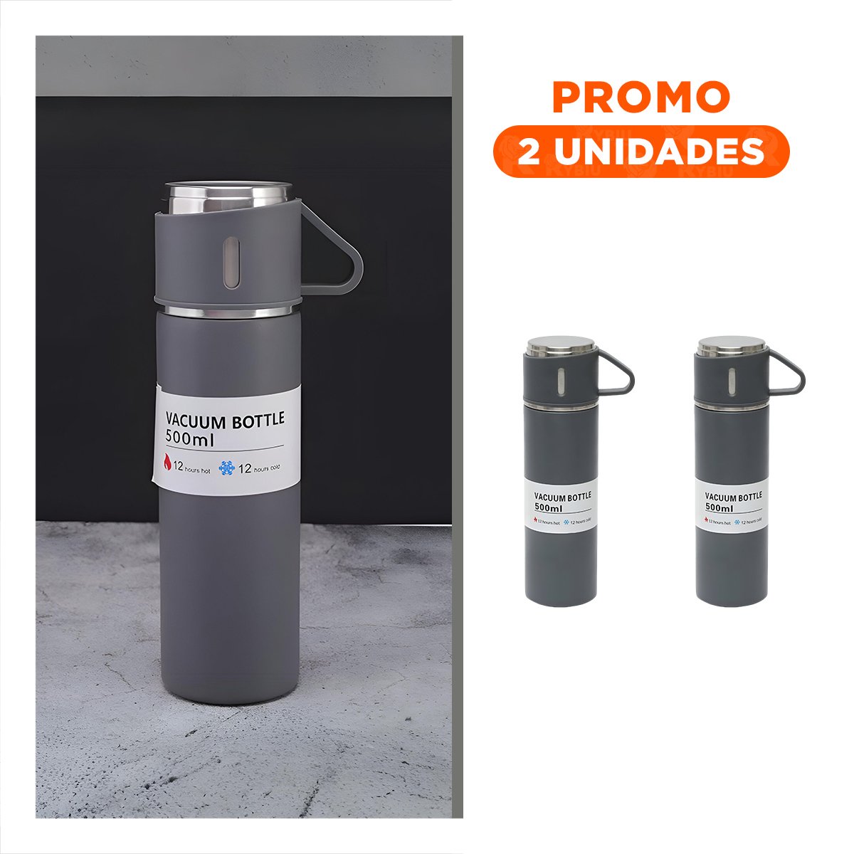PACK2 VASO DE VIAJE INDIVIDUAL CON DOS TAZAS PARA TRABAJO PLOMO - 1