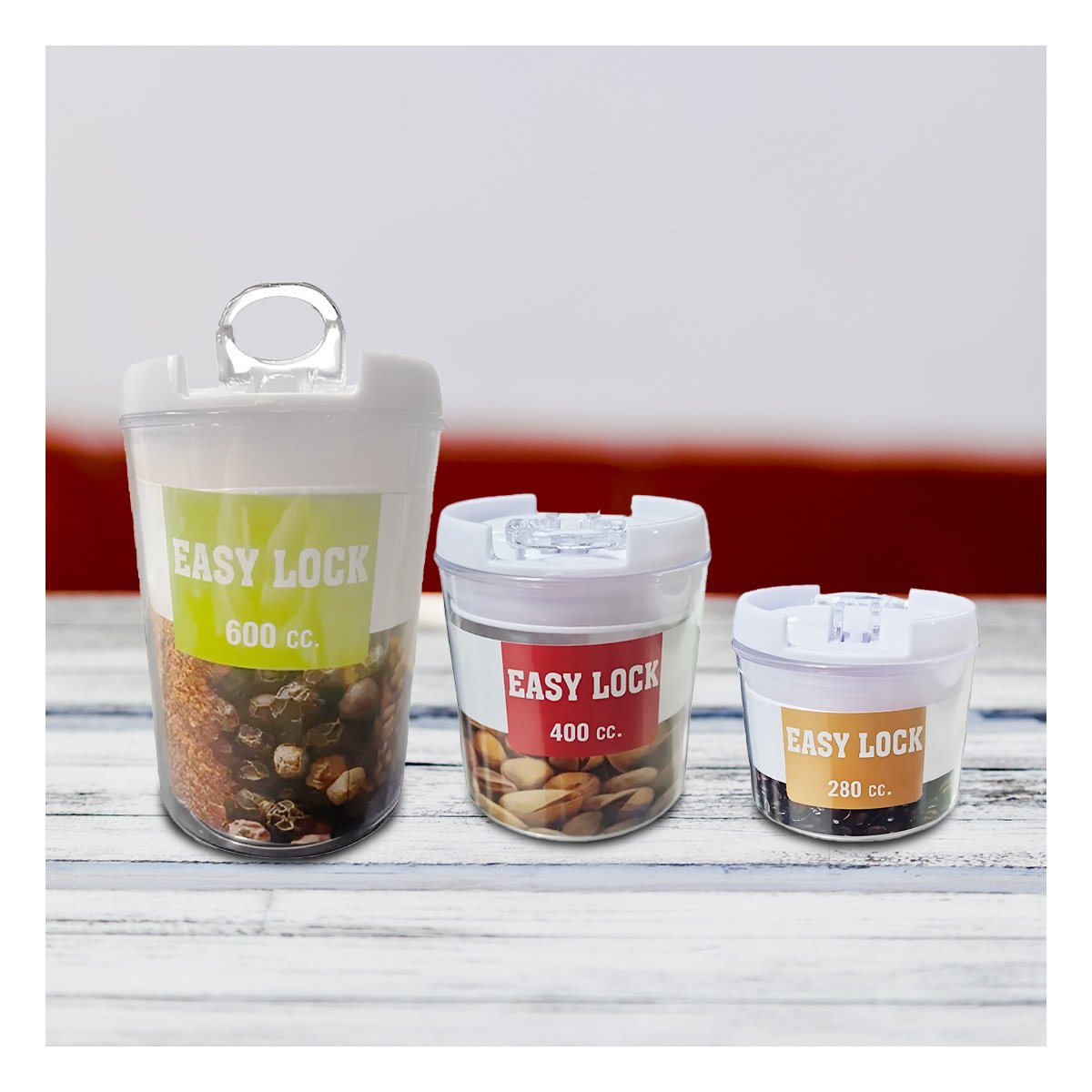 PACK2 SET FUNCIONAL DE 4 PIEZAS ACRILICO CON TAPA DE PLASTICO PARA ALIMENTOS SECOS - 2