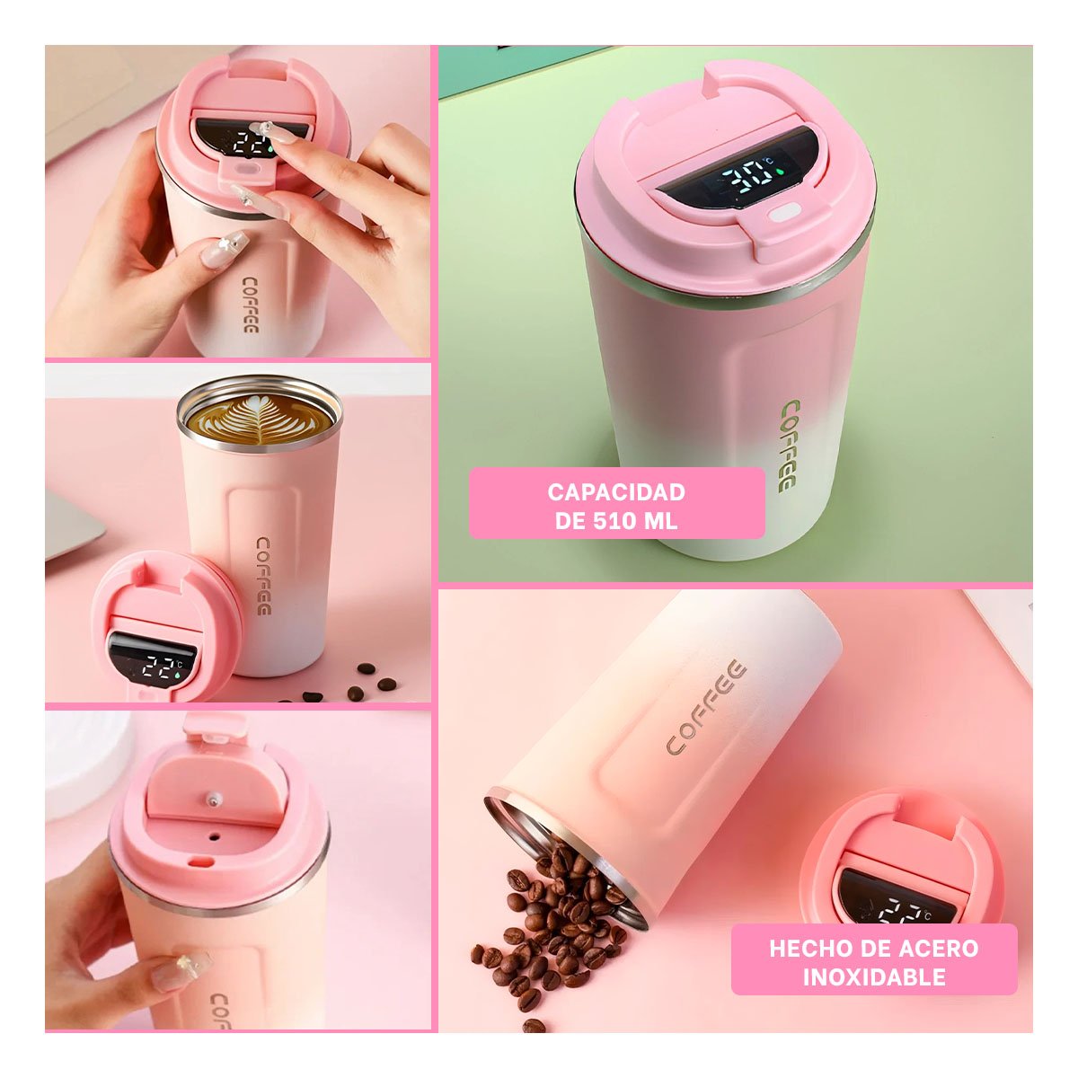 PACK2 DISPOSITIVO DIGITAL 510ML ROSADO CON BLANCO PERFECTO PARA USO DIARIO Y+PAPEL REGALO - 3