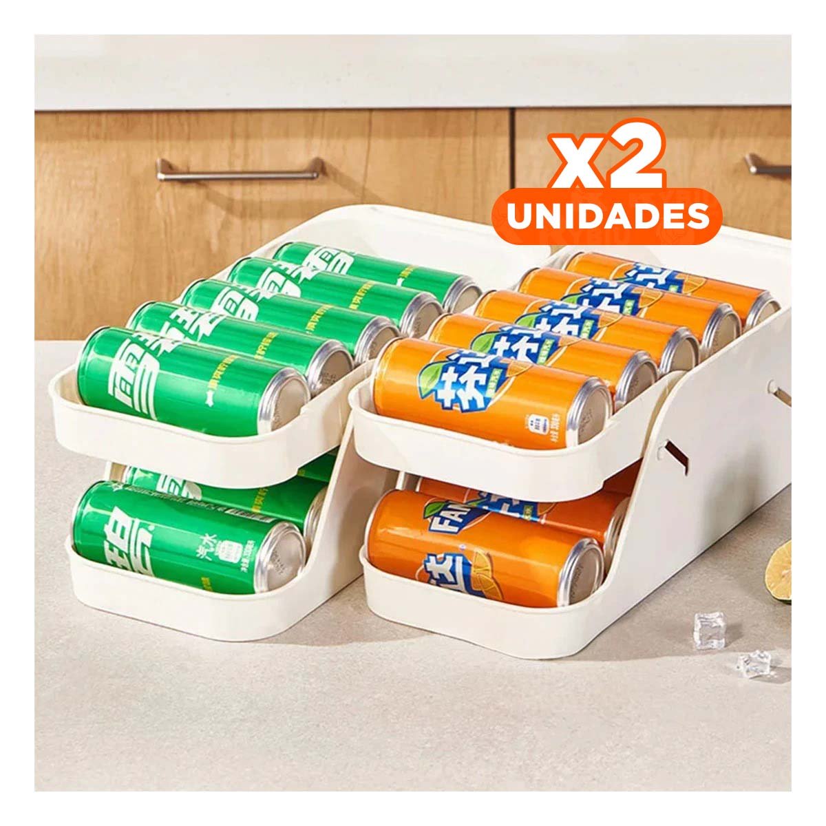 PACK2 ESTANTE PRACTICO DE HUEVOS Y LATAS 2 NIVELES BLANCO HOGAR Y+REGALO STICKER - 1