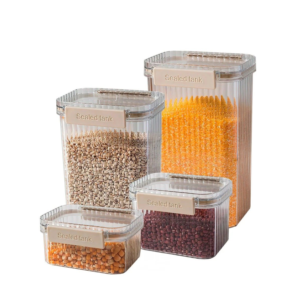 PACK2 SET COCINA ALIMENTOS ACRILICO 5 PIEZAS TRANSPARENTE COMPACTO Y SEGURO Y+REGALO STICKER - 2