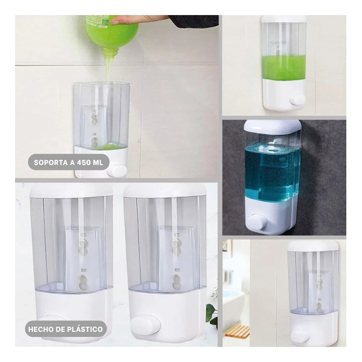 PACK2 MODULO DISPENSADOR DE JABON LIQUIDO 450 ML BLANCO PARA COCINA Y+PAPEL REGALO - 3