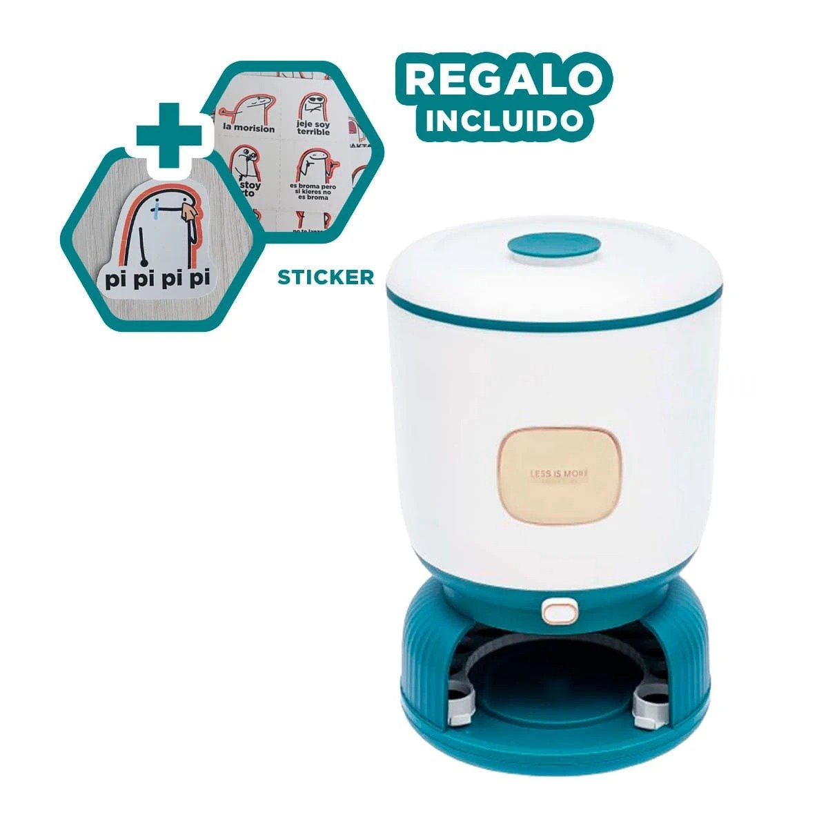 SUMINISTRADOR DE ARROZ Y LEGUMBRES 10KG CON HUEVERA CIRCULAR VERDE CON BLANCO Y+REGALO STICKER - 1