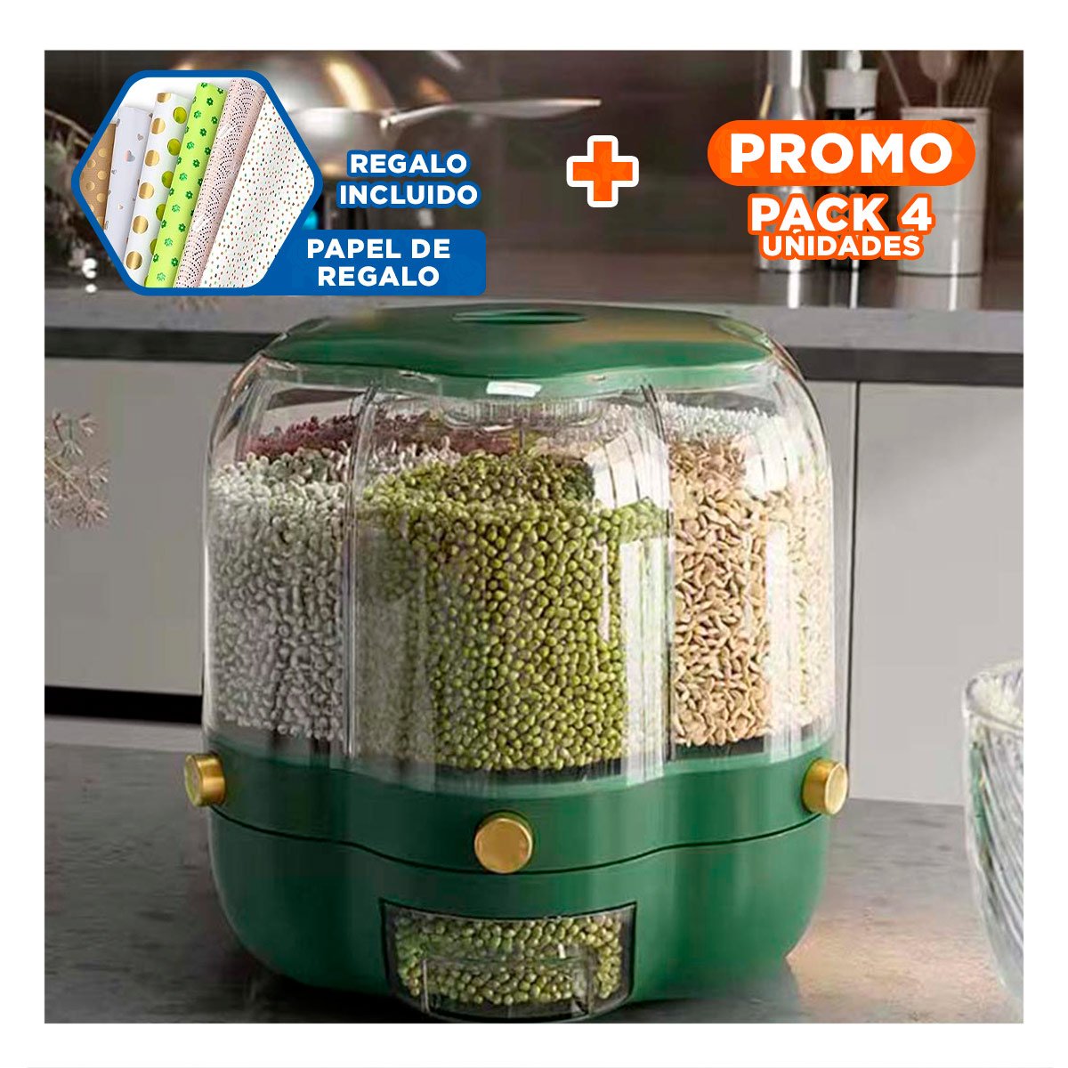 PACK4 EQUIPO DE DESPENSA VERDE 6 KG PARA CASAS CON MUCHA VITALIDAD REAL Y+PAPEL REGALO - 1