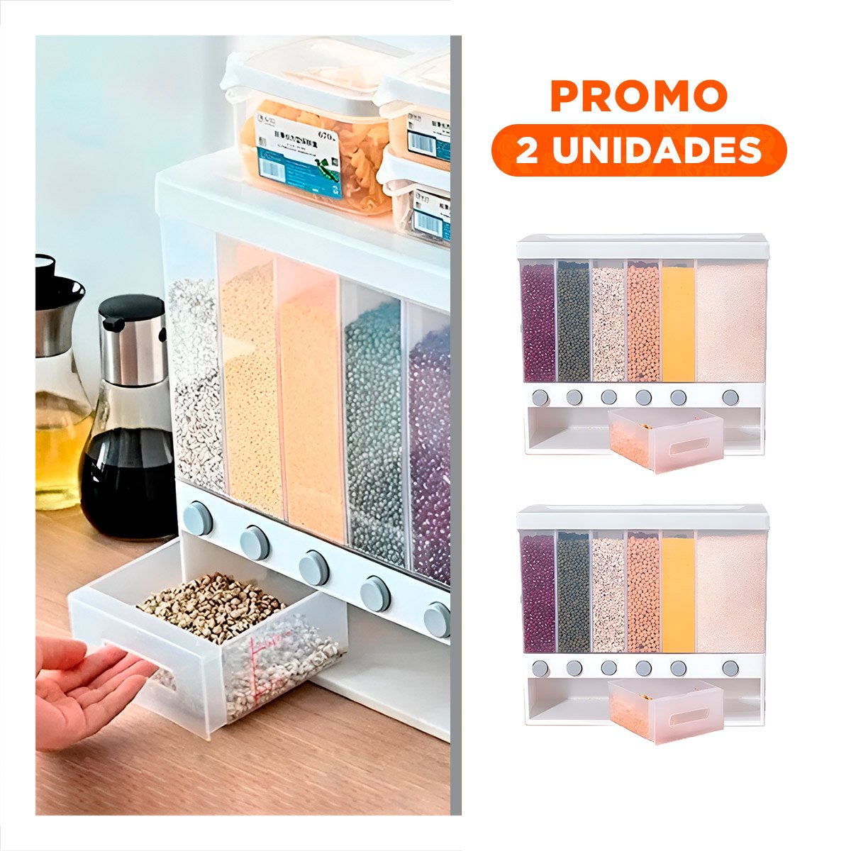 PACK2 SOPORTE DE ALIMENTOS BLANCO 10KG CON ESTRUCTURA FIRME PARA ARROZ - 1