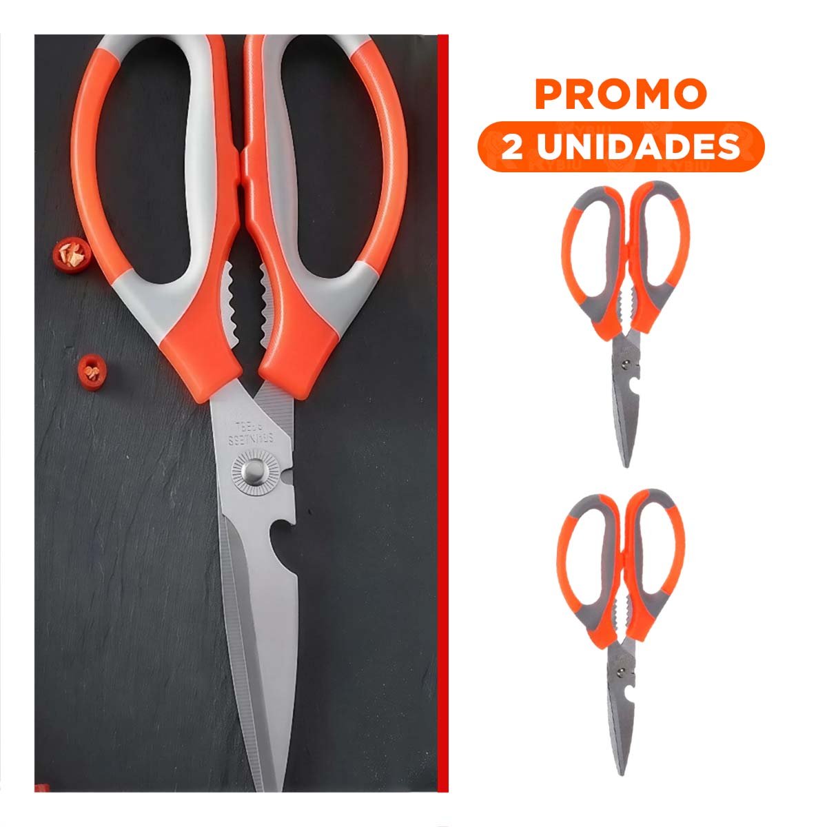 PACK4 GRAPADORA DE COCINA 3 EN 1 NARANJA ABRIDOR CORTADOR Y DESTAPADOR FACIL Y+REGALO STICKER - 1
