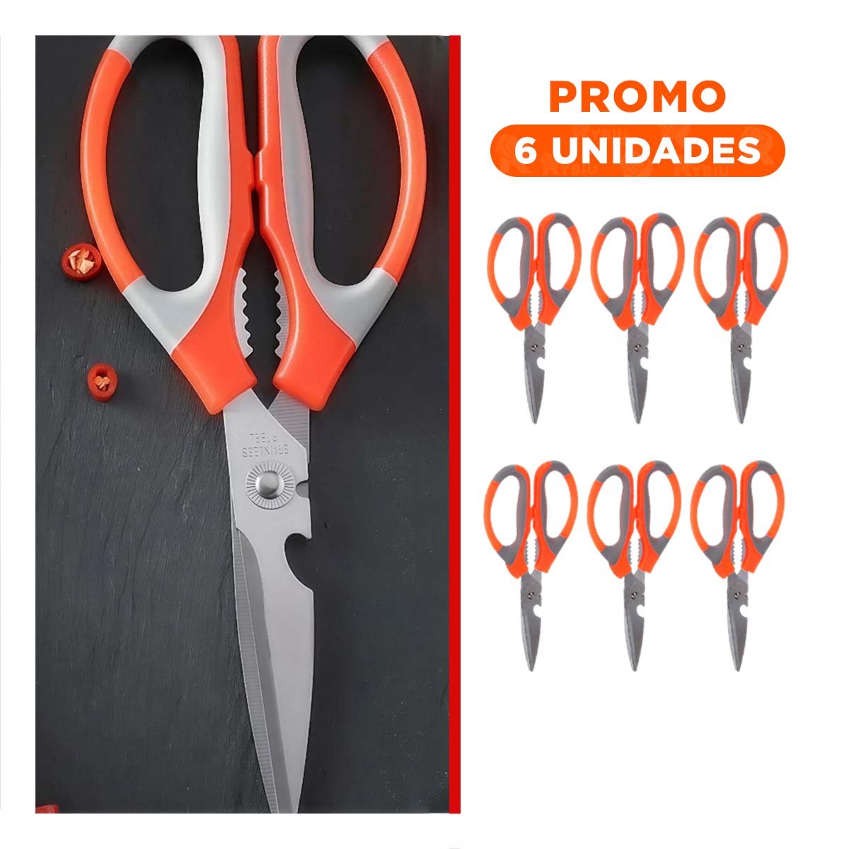PACK12 ABRELATAS COCINA 3 EN 1 NARANJA ABRIDOR CORTADOR Y DESTAPADOR COMODO Y+REGALO STICKER - 1