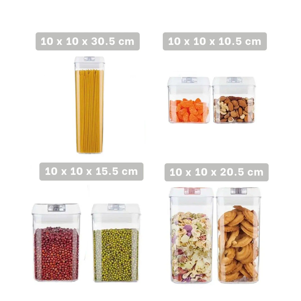 PACK2 SET HERMÉTICO CONTENEDORES ACRÍLICOS 7 PIEZAS MANTIENE ALIMENTOS Y+PAPEL REGALO - 4