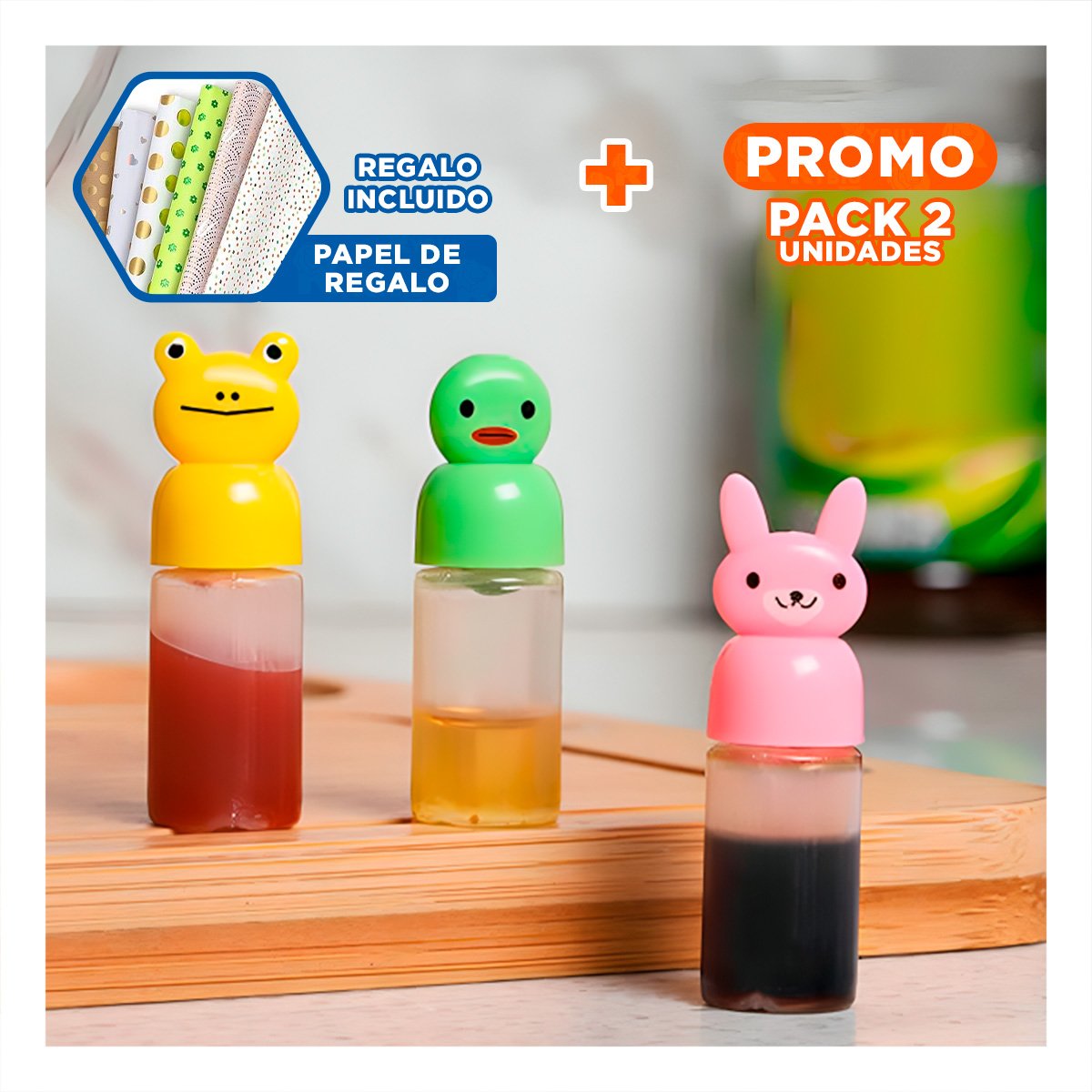 PACK2 ENVASE MINI CREMERO DIVERTIDO PARA NIÑOS Y MERIENDAS SET 3 Y+PAPEL REGALO - 1