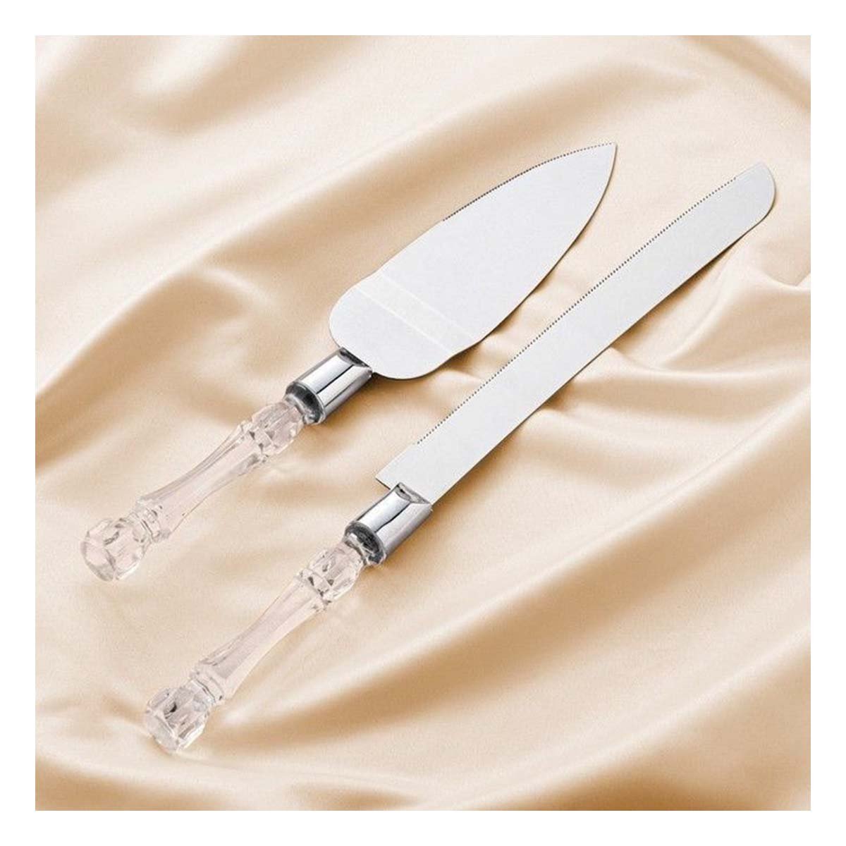 PACK6 SET ELEGANTE DE CUCHILLOS DE PASTEL CON ESPATULA PLATEADO - 2