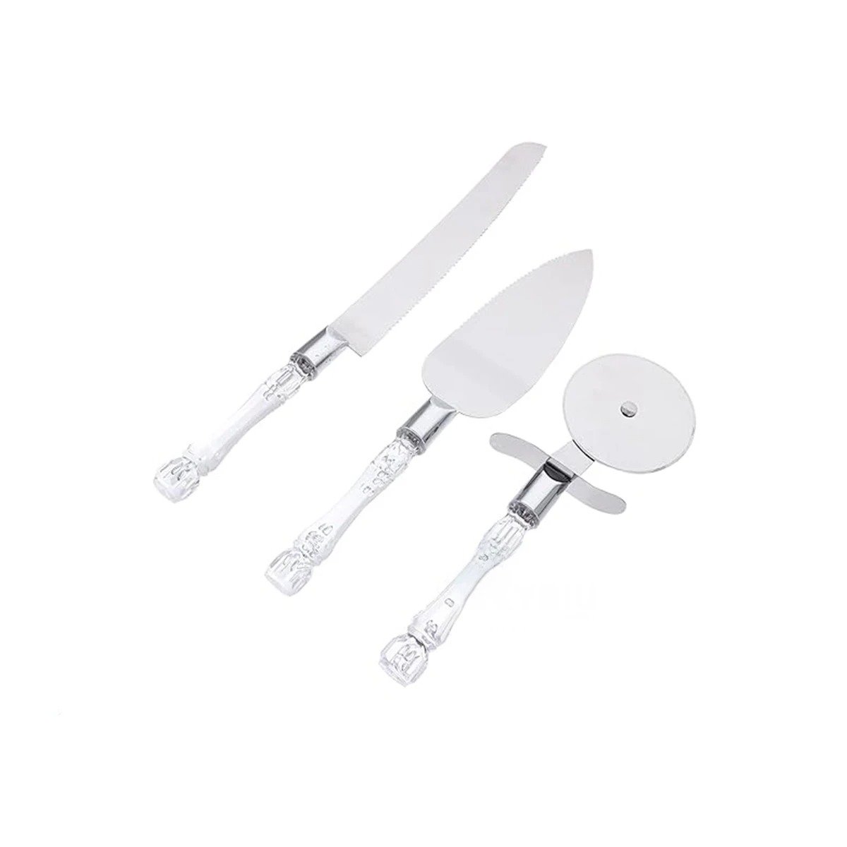 PACK2 UTENSILIOS 3 PIEZAS CUCHILLO ESPATULA CORTADOR MANGO ACRILICO CORTES Y+REGALO STICKER - 2