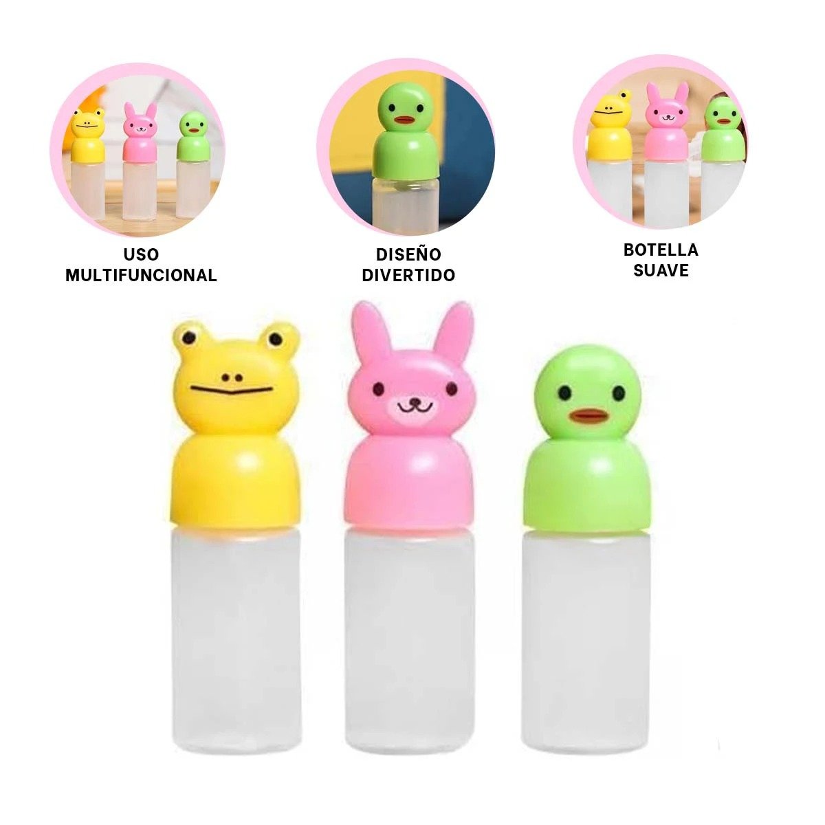 CREMERO MINI BOTELLA PARA LECHE Y CAFÉ CON ANIMALES SET 3 - 3
