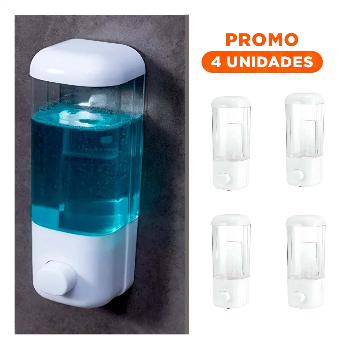PACK4 SISTEMA DISPENSADOR 450 ML BLANCO PARA JABON LIQUIDO EN CASA Y+REGALO STICKER - 1
