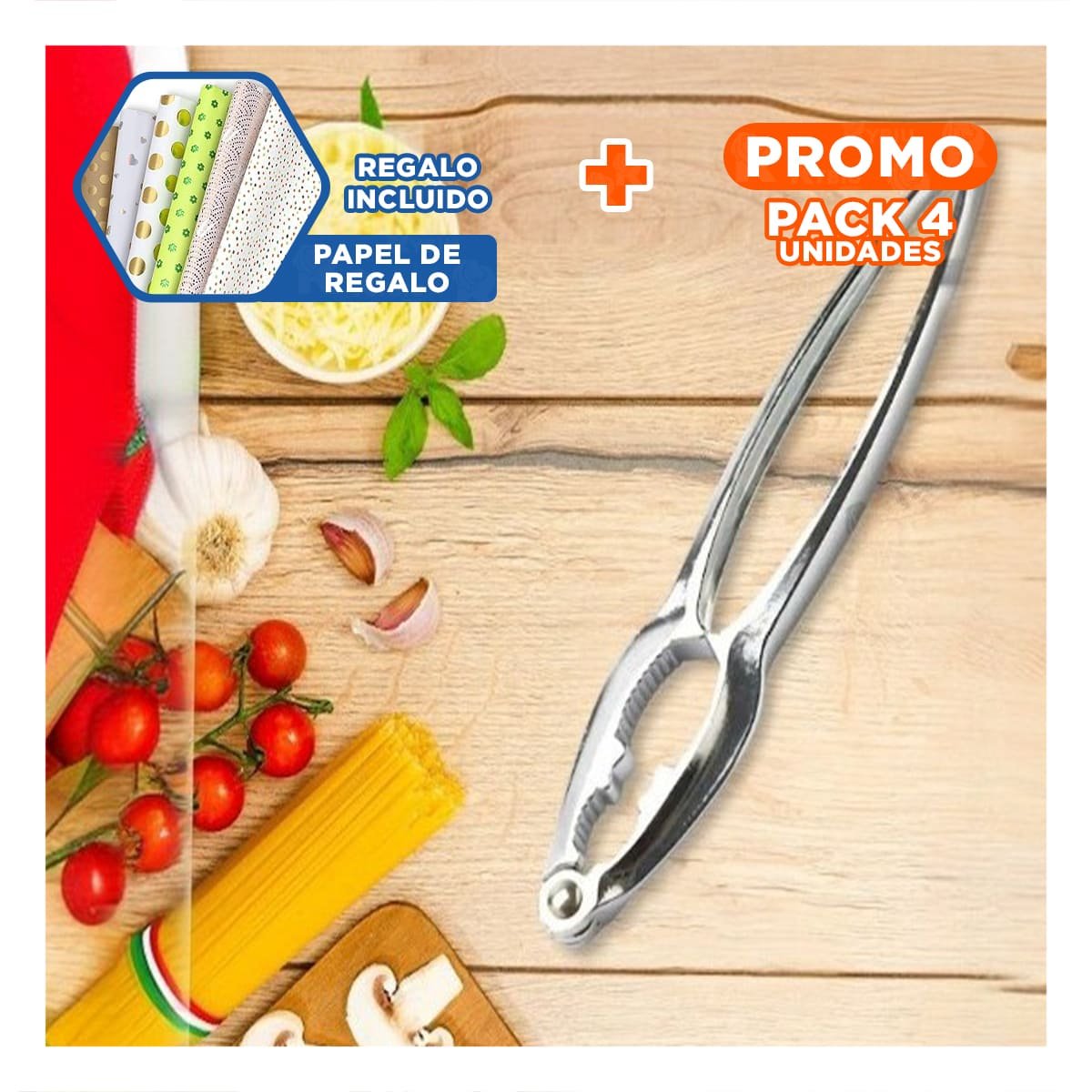 PACK4 PINZA CLASICA PLATEADO PARA ROMPENUECES DE ACERO INOXIDABLE Y+PAPEL REGALO - 1