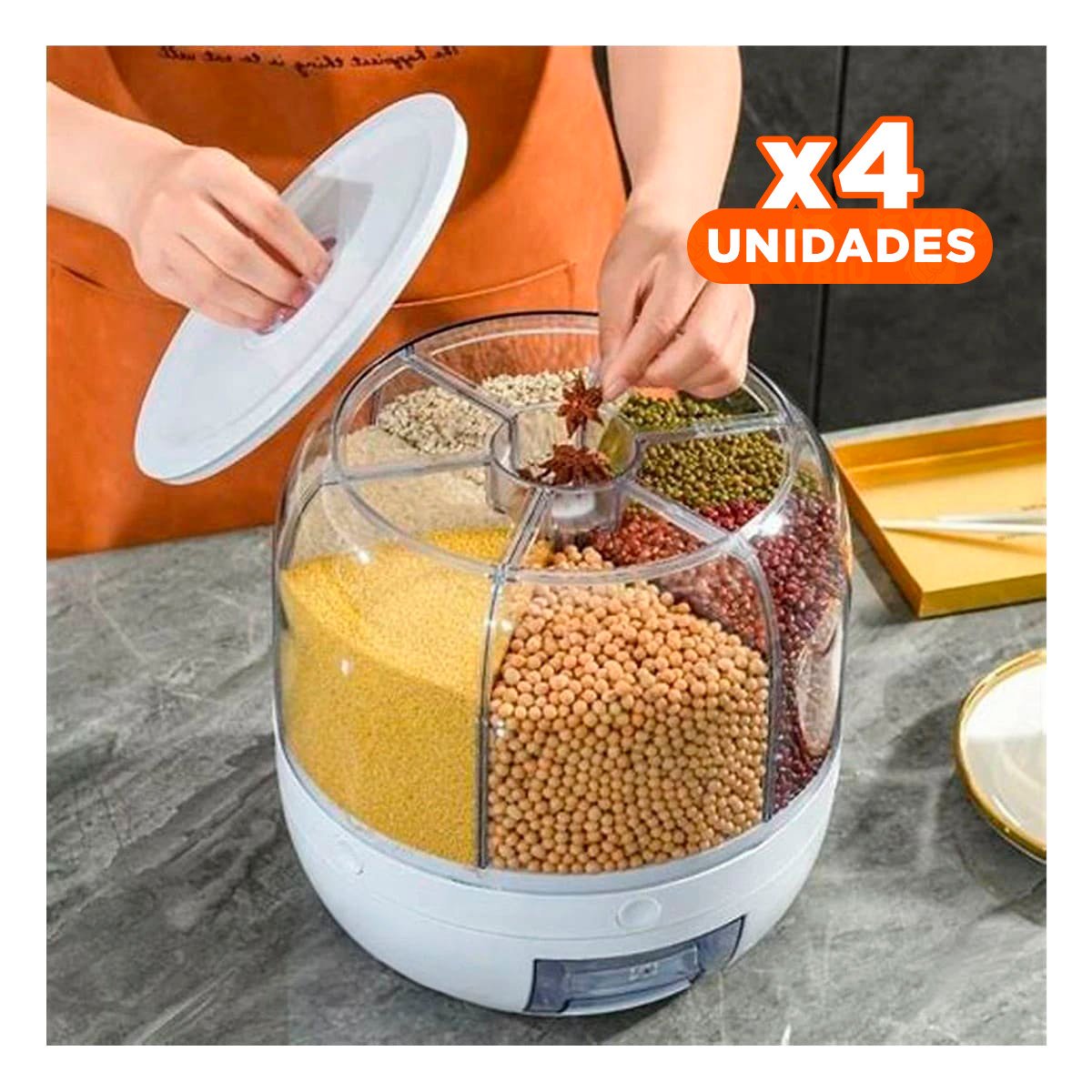 PACK4 SOPORTE DE ALIMENTOS BLANCO 6KG CON ESTRUCTURA FIRME EN COCINA - 1