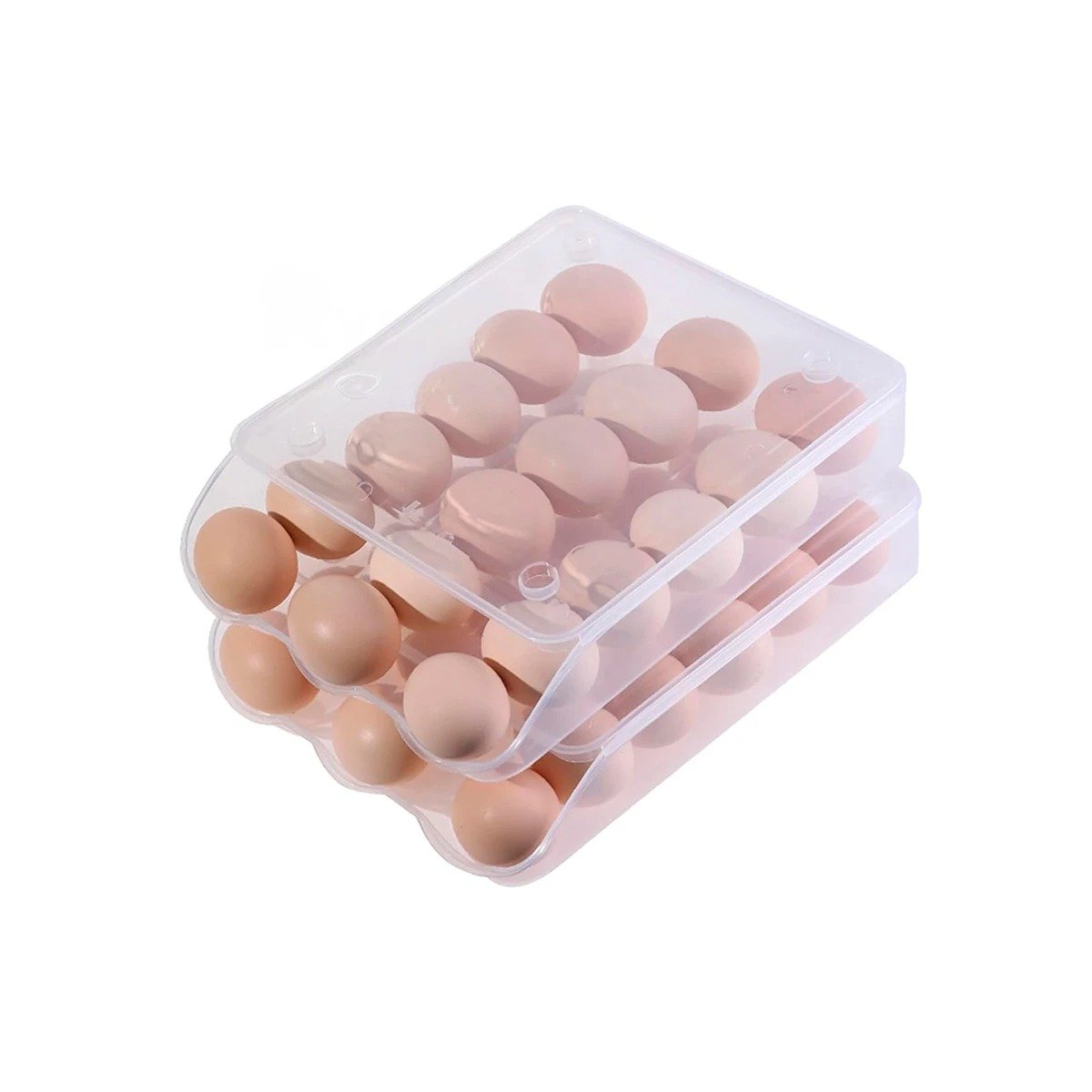 PACK4 CAJA PLASTICA COMPACTA PARA 18 HUEVOS TRANSPARENTE ORGANIZA LA COCINA Y+PAPEL REGALO - 3