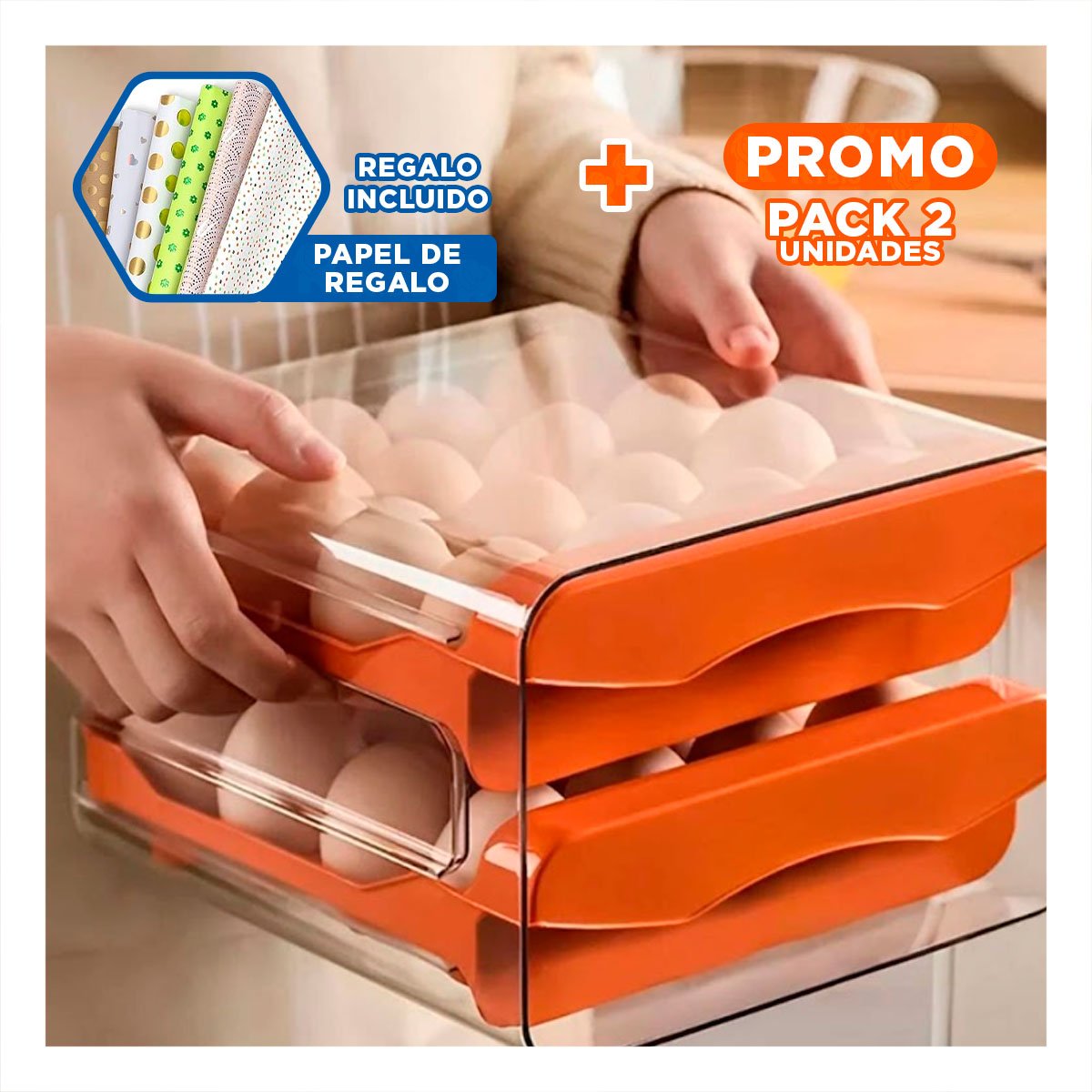 PACK2 ORGANIZADOR PARA USO DIARIO EN ANARANJADO CON ESTRUCTURA DOBLE ACRILICO Y+PAPEL REGALO - 1
