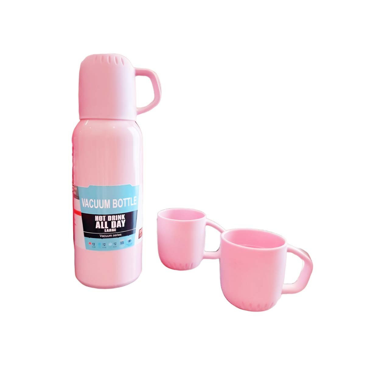 PACK6 MODELO PORTATIL DE 500ML CON 3 TAZAS ROSADO RESISTENTE DURADERO Y+REGALO STICKER - 2