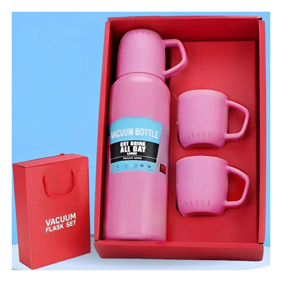 PACK6 MODELO PORTATIL DE 500ML CON 3 TAZAS ROSADO RESISTENTE DURADERO Y+REGALO STICKER - 3