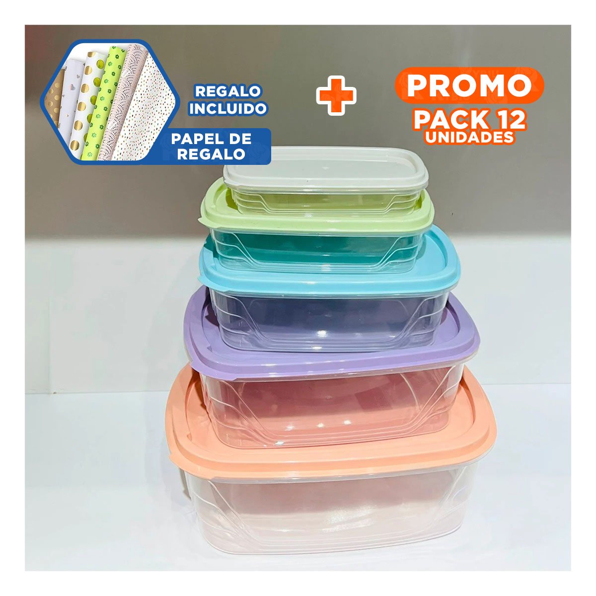 PACK12 PACK DE TAPERS RECTANGULARES 5 PIEZAS EN TONOS PASTEL Y+PAPEL REGALO - 1