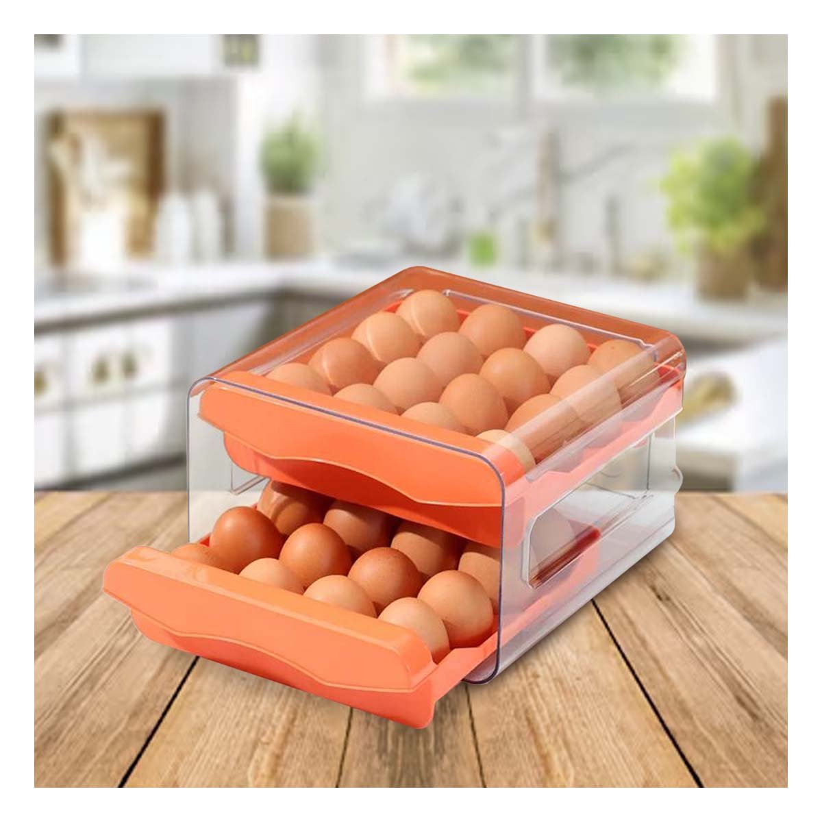 PACK6 BANDEJA ORGANICA EN COLOR ANARANJADO CON MARCO TRANSPARENTE DOBLE ACRILICO PARA HUEVOS - 5