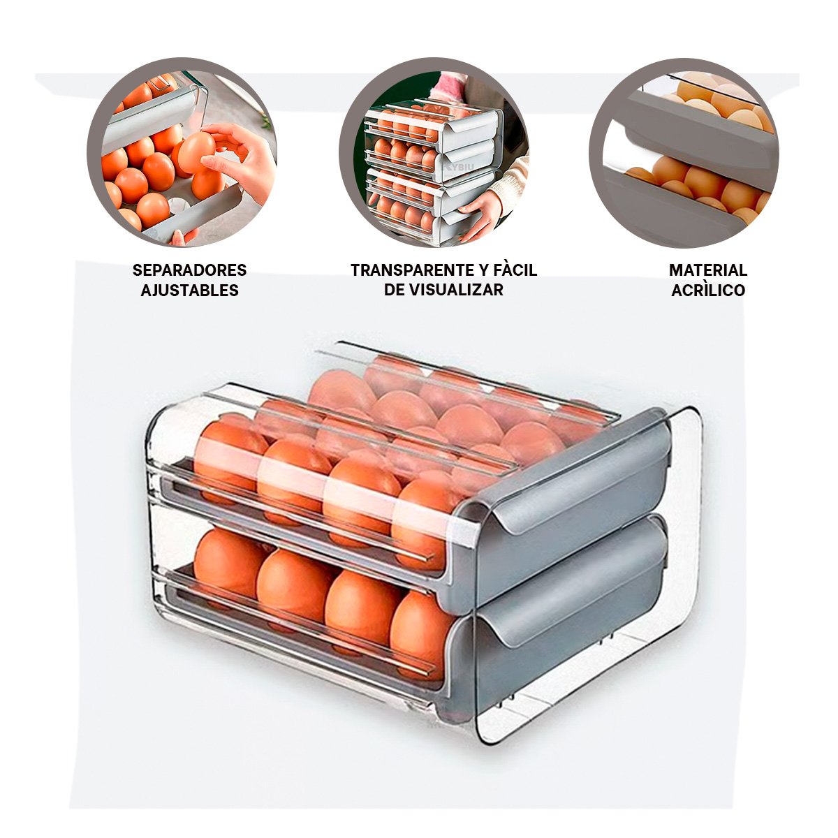 PACK6 SOPORTE PARA HUEVOS EN PLOMO CON ESTRUCTURA DOBLE ACRILICO INTERIOR Y+REGALO STICKER - 2