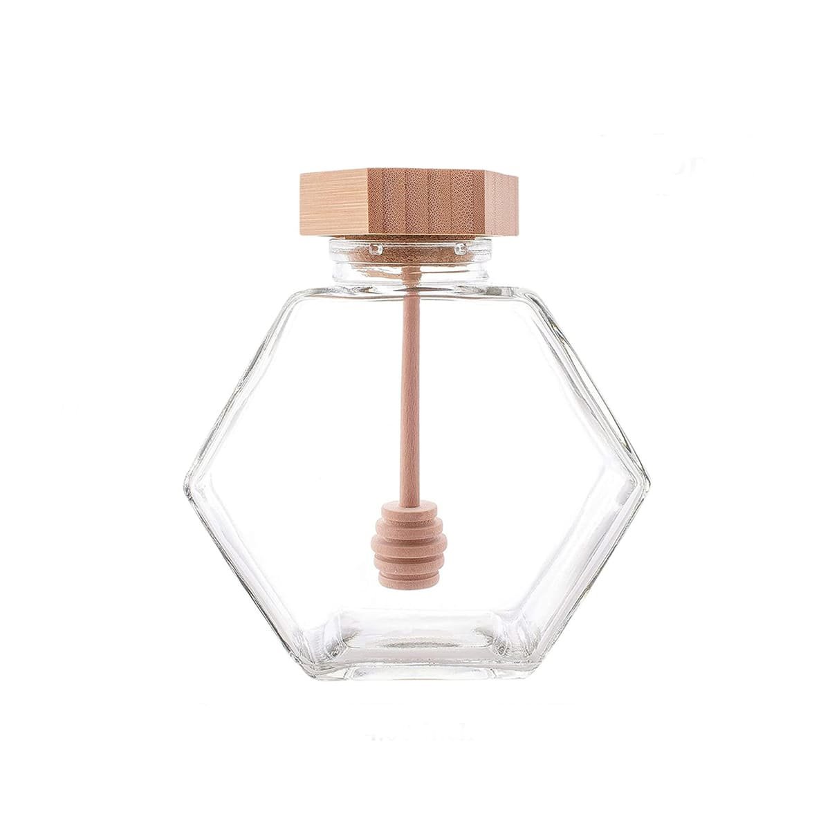 PACK2 FRASCO CON CAPACIDAD 380ML EN VIDRIO Y TAPA DE MADERA PARA HOGAR Y+REGALO STICKER - 2