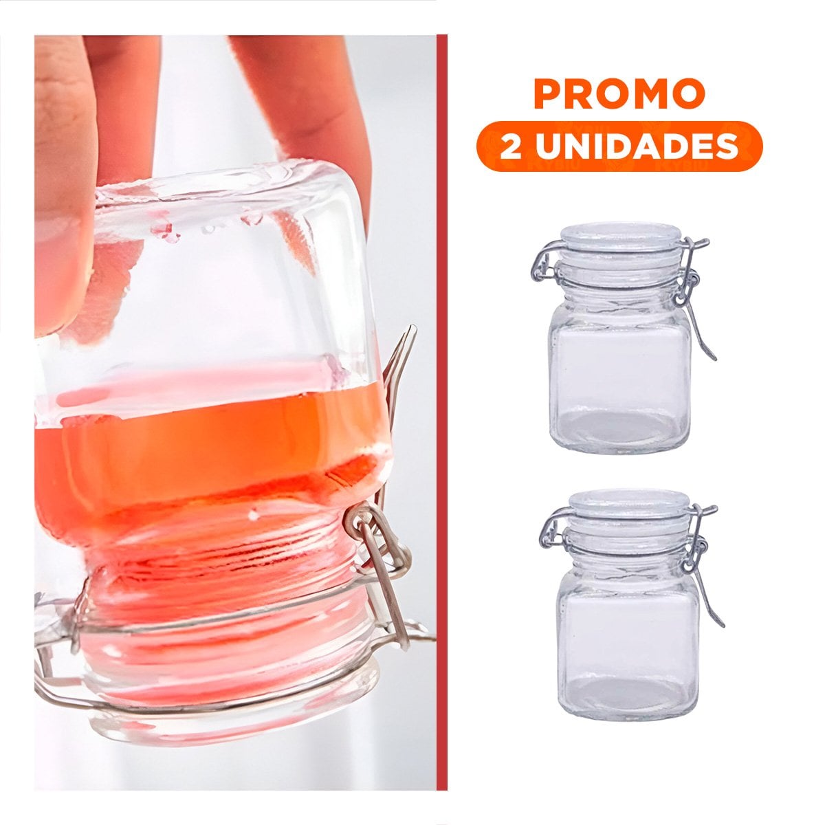 PACK2 ENVASE TRANSPARENTE DE VIDRIO DE 100 ML MULTIUSO CON TAPA Y SEGURO PARA HOGAR - 1