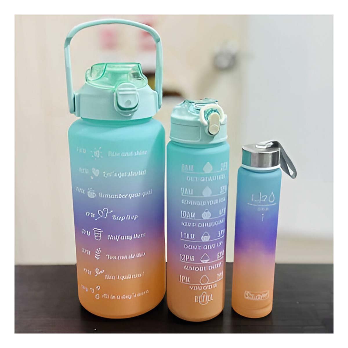 PACK6 CANTIMPLORAS VERDE CON VOLUMEN 2 L 1 L Y 300 ML Y TAPA RESISTENTE Y+PAPEL REGALO - 2