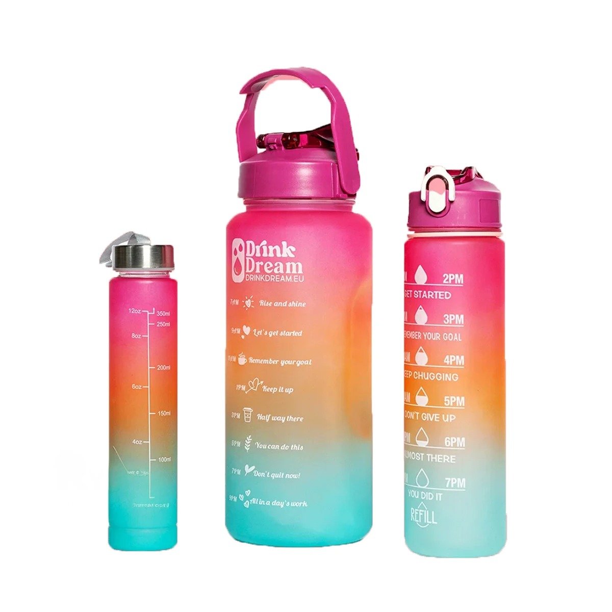 PACK6 CANTIMPLORAS EN FUCSIA CON 2 L 1 L Y 300 ML PARA ACTIVIDADES Y+REGALO STICKER - 2