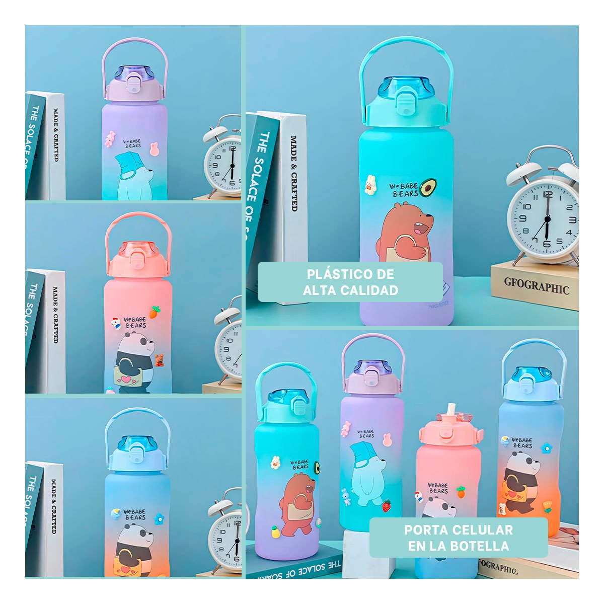 PACK6 BOTELLA ESCOLAR OSO ESCANDALOSO 2 LITROS PARA AGUA Y+PAPEL REGALO - 3