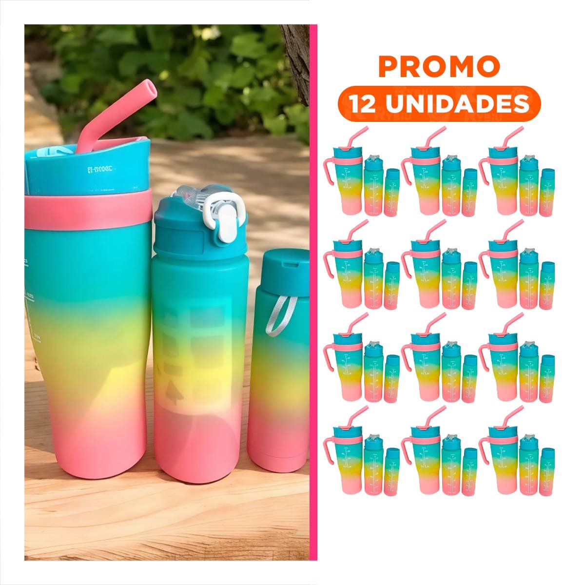PACK12 CONTENEDOR ELECTRONICO TRIO TRICOLOR VERDE AMARILLO ROSADO SEGURO Y+REGALO STICKER - 1