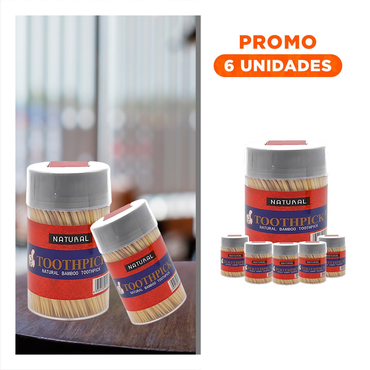 PACK6 PORTA MONDADIENTES DE COLOR BLANCO SET DE 2 CON BASE ESTABLE - 1