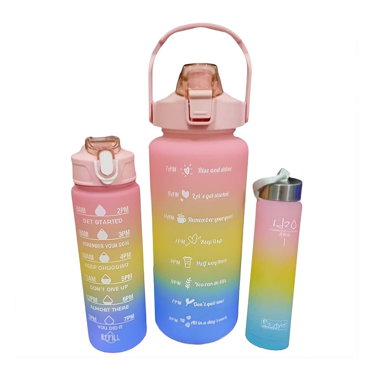 PACK2 TOMATODOS SET DE 3 ROSADO CON TAPA DE PLASTICO Y MEDIDAS 2 L 1 L Y 300ML Y+REGALO STICKER - 2