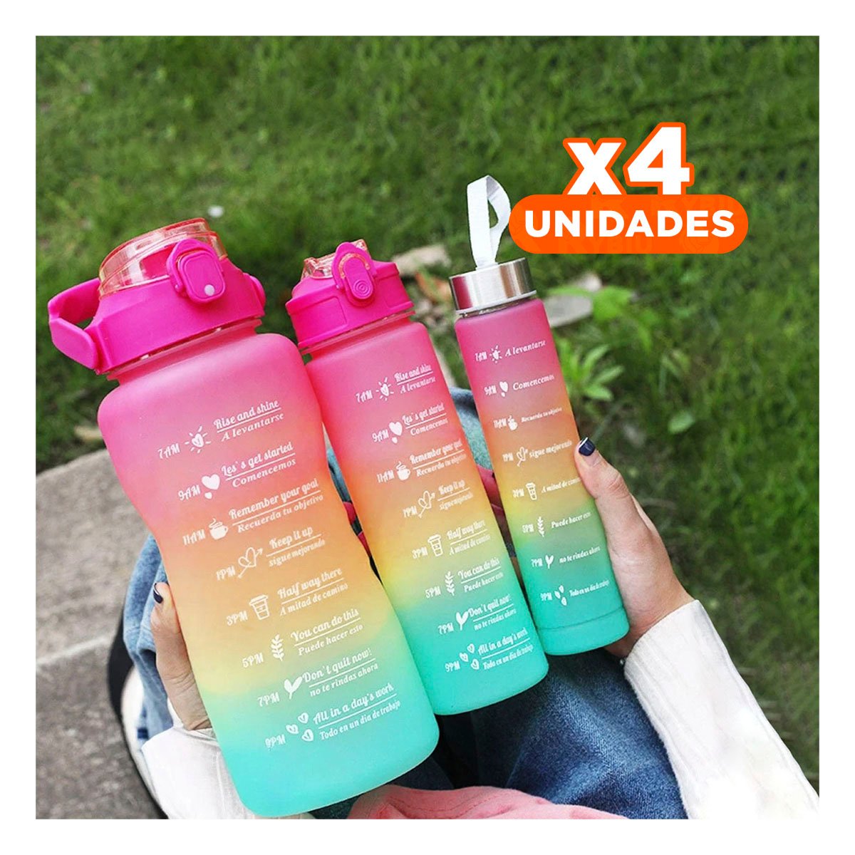 PACK4 TOMATODOS EN PRESENTACION DE 3 UNIDADES FUCSIA 2 L 1 L Y 300 ML CON TAPA - 1