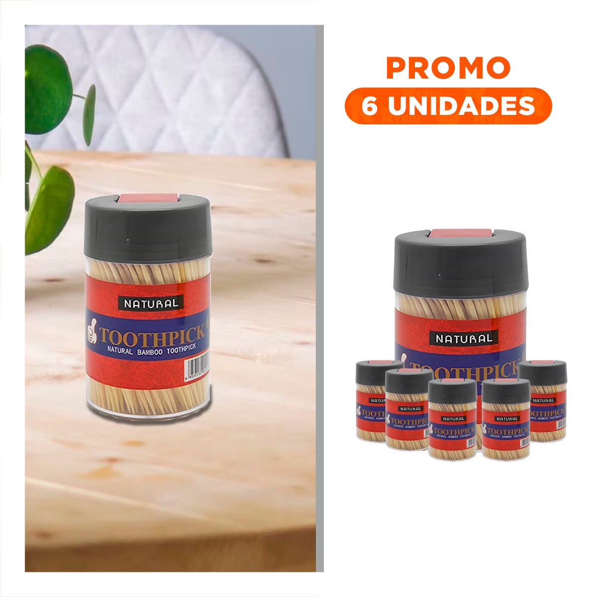 PACK6 PORTA MONDADIENTES DE COLOR NEGRO SET DE 2 CON BASE ESTABLE - 1