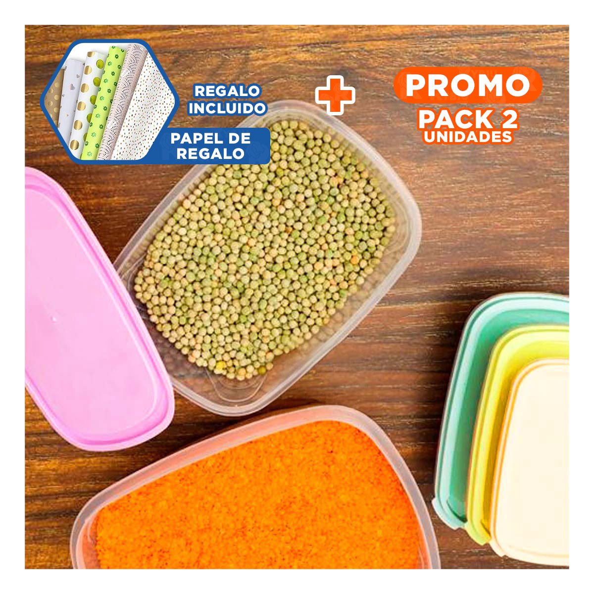 PACK2 CAJAS CON TAPA RECTANGULARES 5 PIEZAS EN TONOS PASTEL Y+PAPEL REGALO - 1