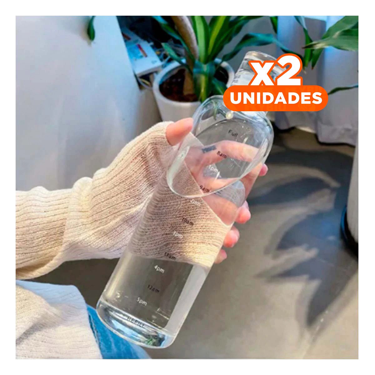 PACK2 VASO COMPACTO 500 ML TRANSPARENTE PARA DEPORTES Y PASEOS Y+REGALO STICKER - 1