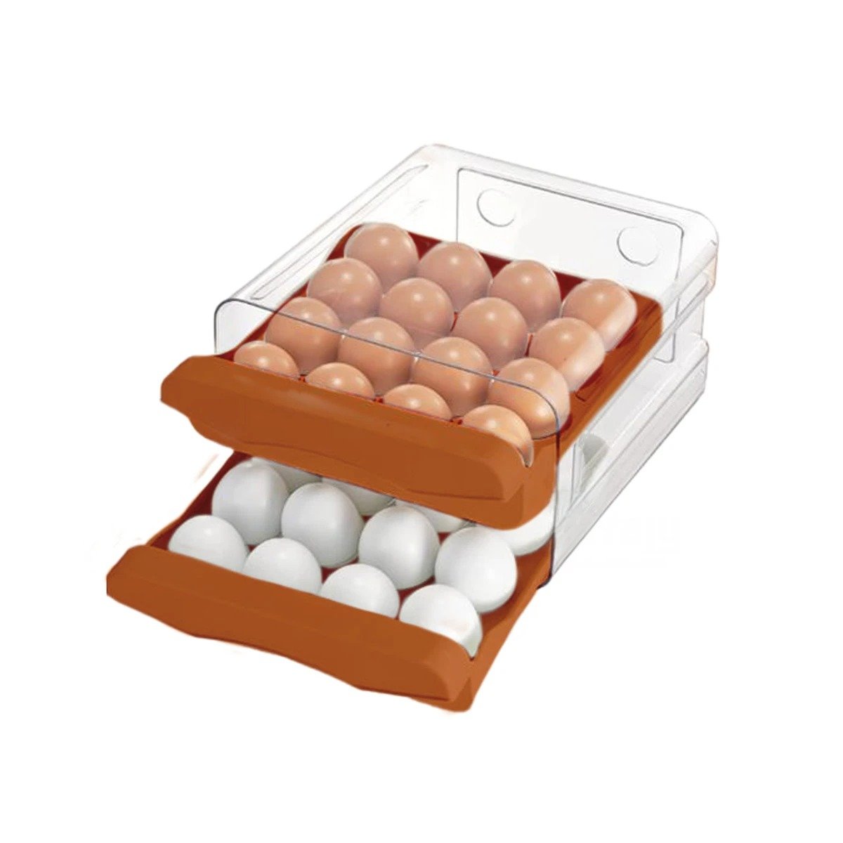 PACK2 ORGANIZADOR PARA HUEVOS FRESCOS EN DOBLE ACRILICO CON BASE EN ANARANJADO Y+REGALO STICKER - 2